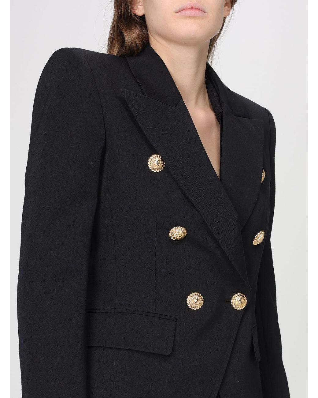 Balmain Black Double-Breasted Wool Blazer