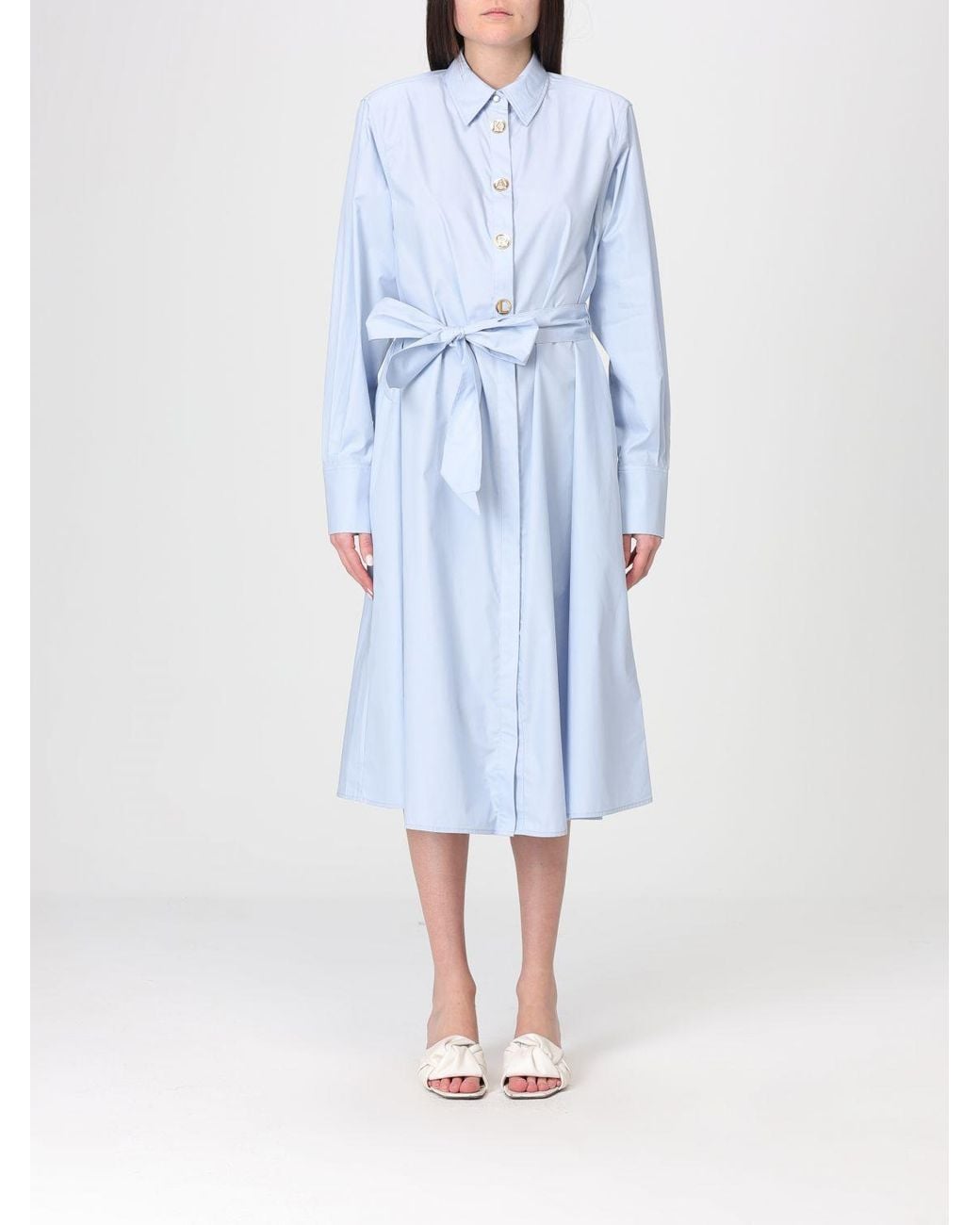Karl Lagerfeld Blue Cotton Chemisier Dress