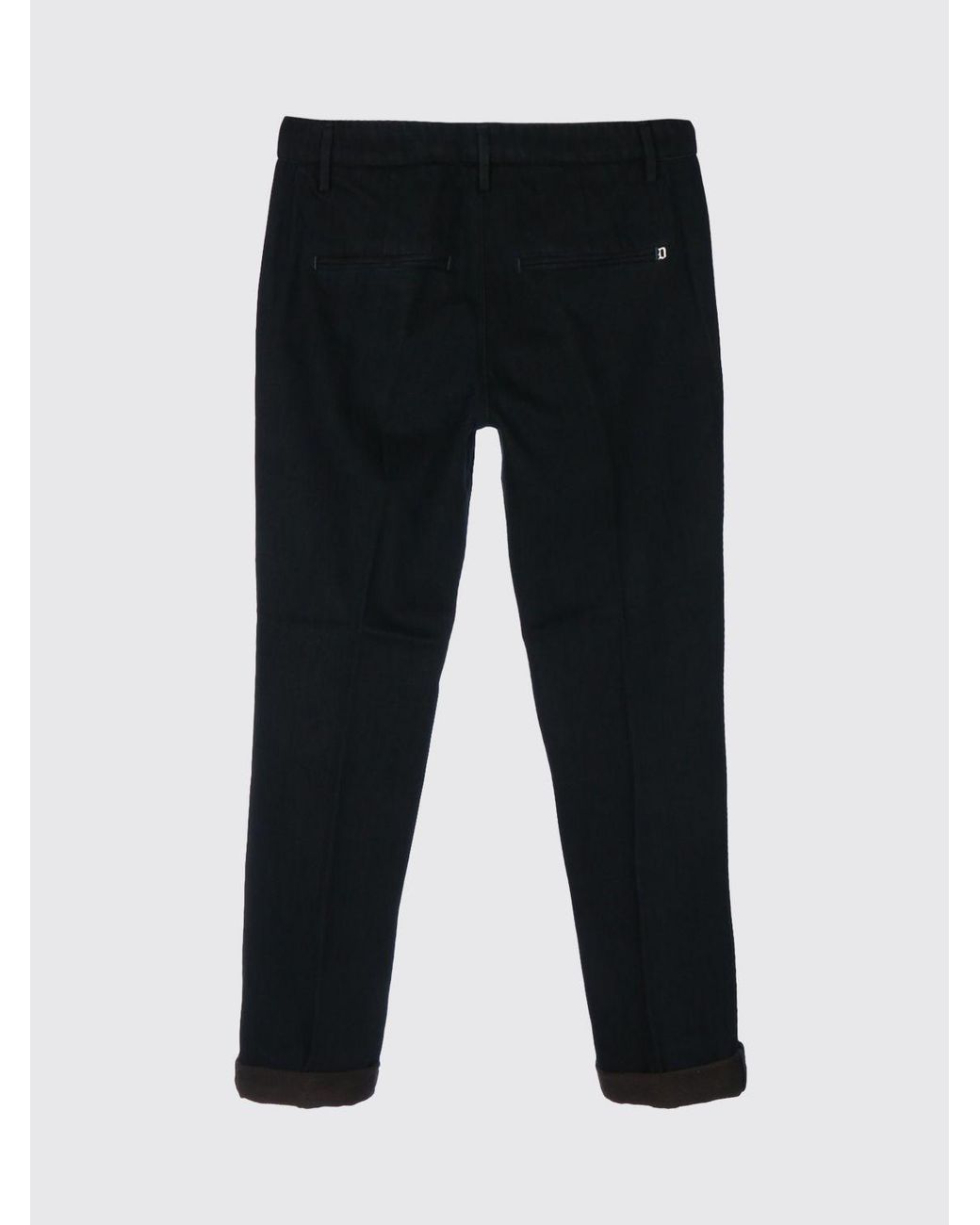 Dondup Blue Mid-Rise Slim Fit Cotton Trousers With Turn-Up Cuffs for men