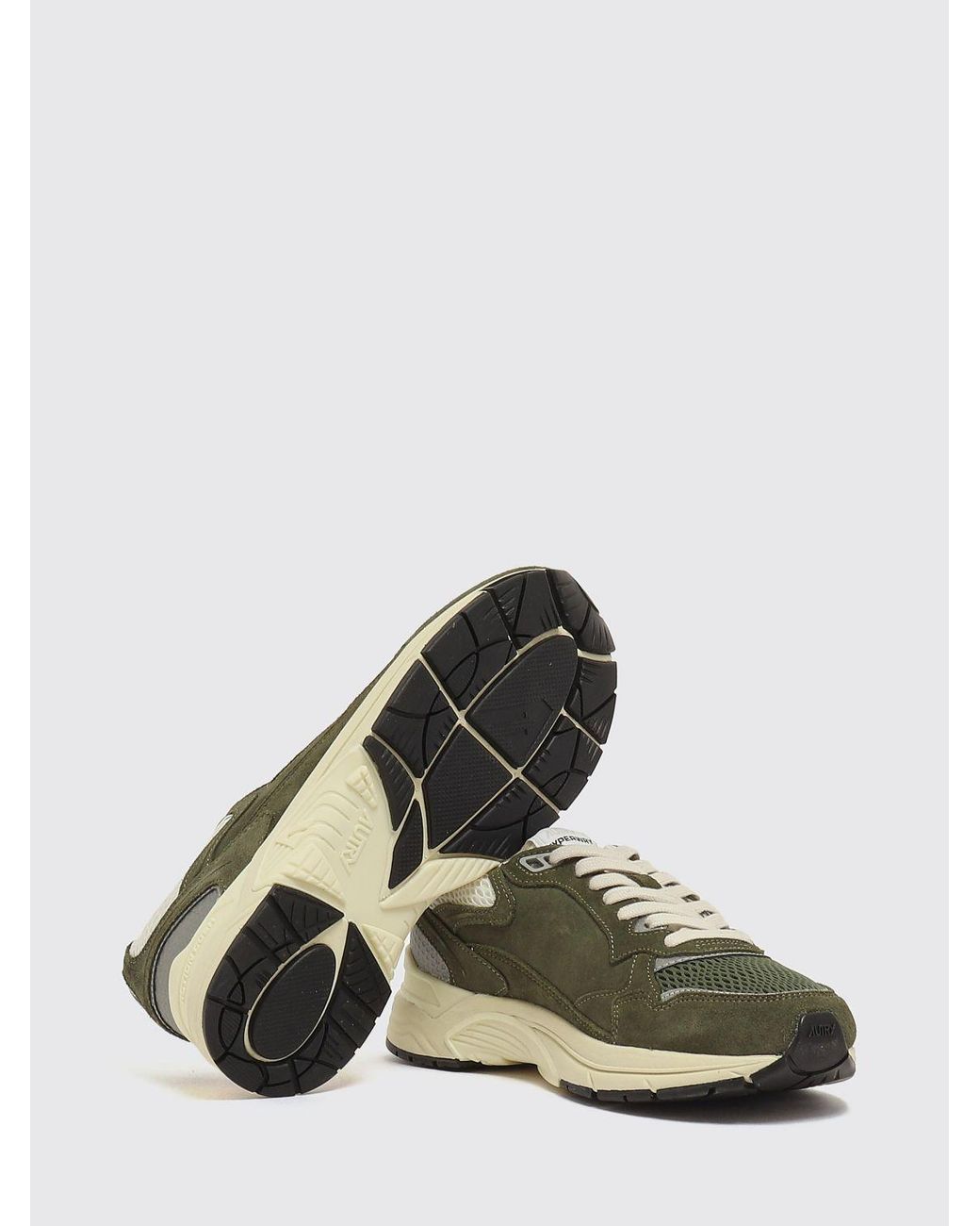 Autry Green Hyperway Bicolour Leather And Mesh Low-Top Sneakers for men