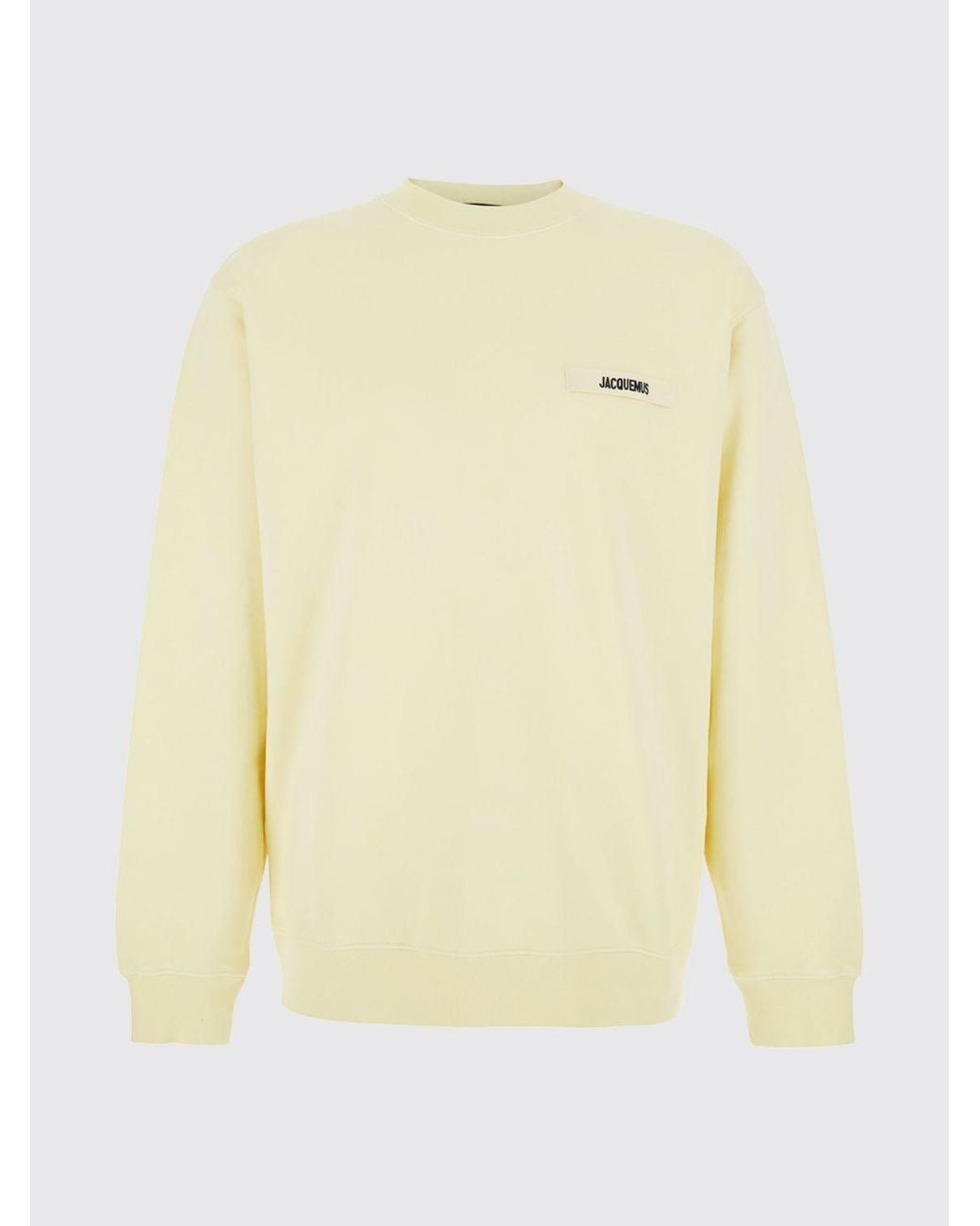 Jacquemus Natural Pure Cotton Crewneck Sweatshirt With Applied Contrast Logo for men