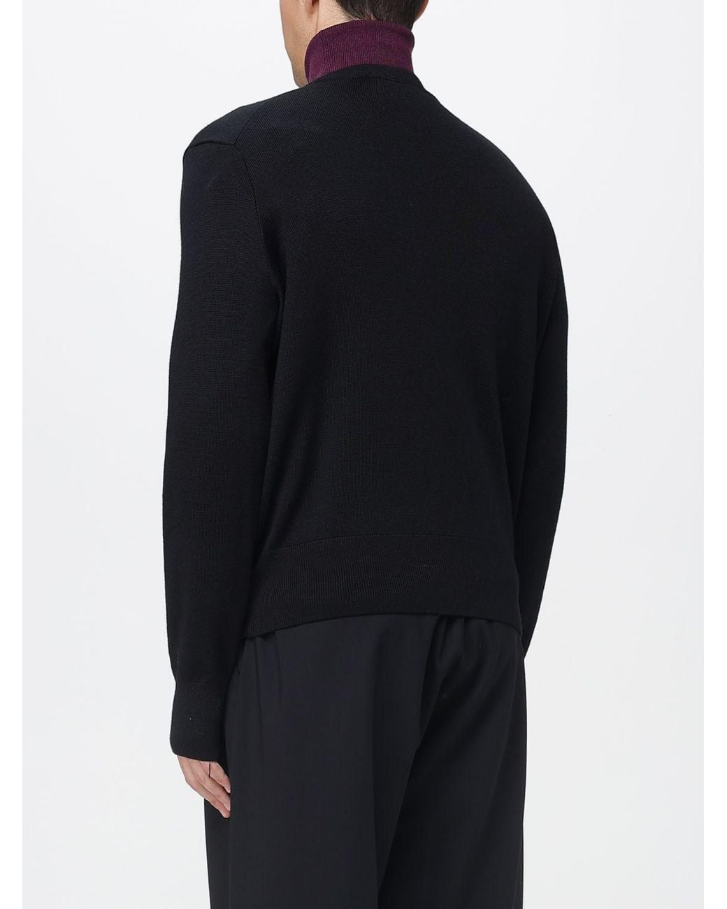 AMI Blue Merino Wool Cardigan With Embroidered Logo for men