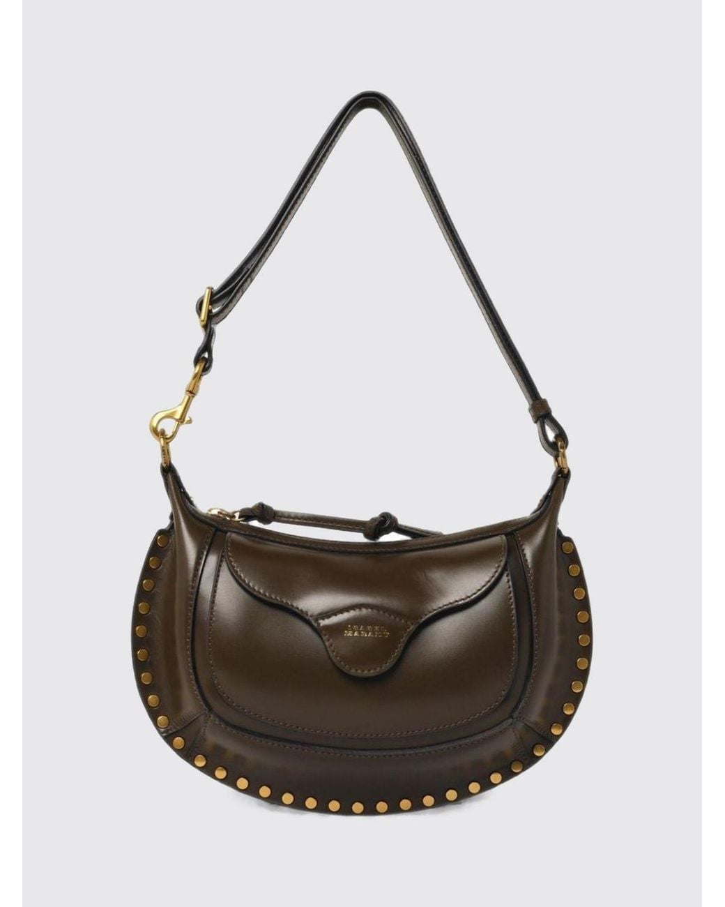Isabel Marant Black Oskan Moon Smooth Leather Crossbody Bag With Studs