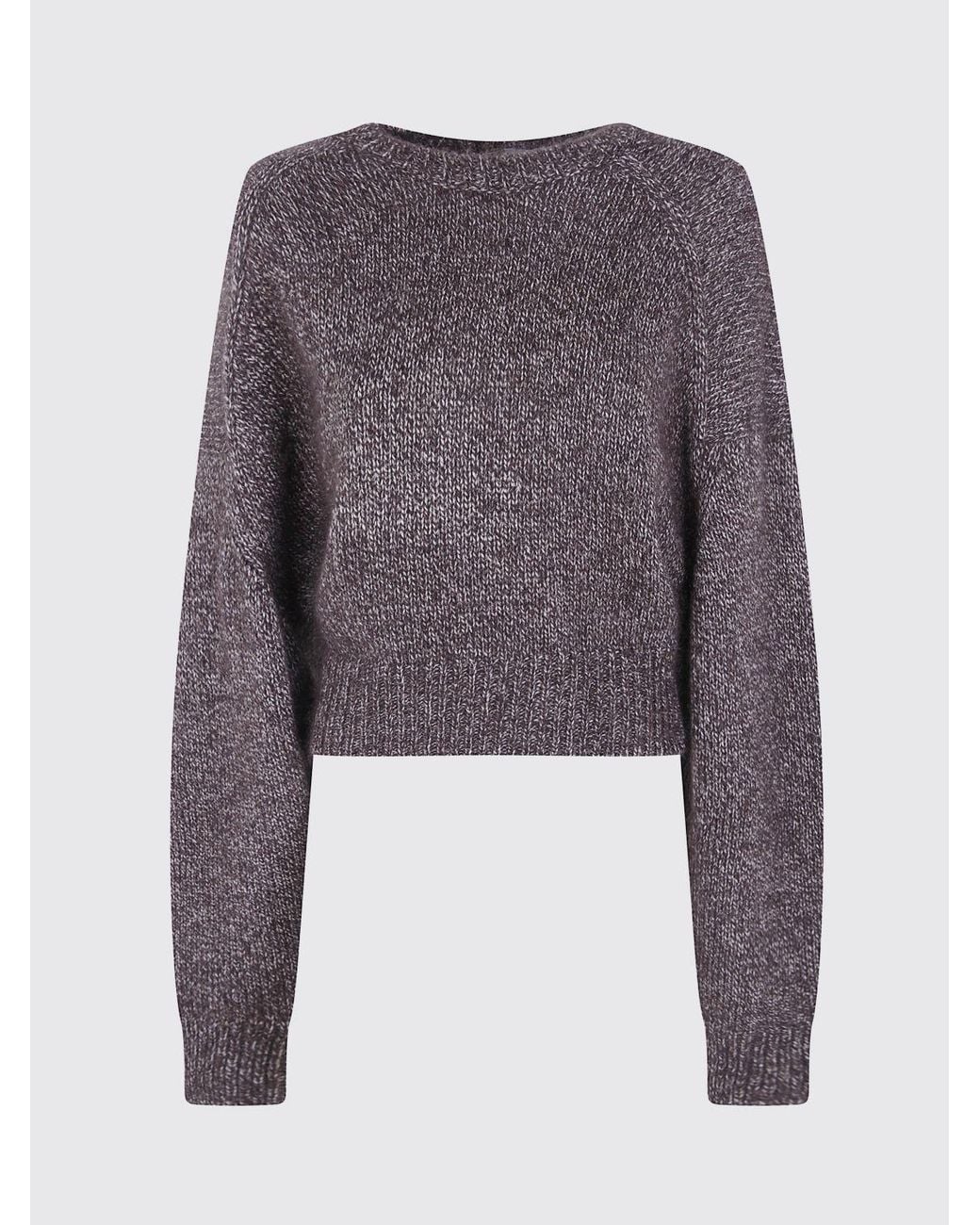 Mrz Purple Mohair Wool Blend Crewneck Jumper With Ribbed Edges