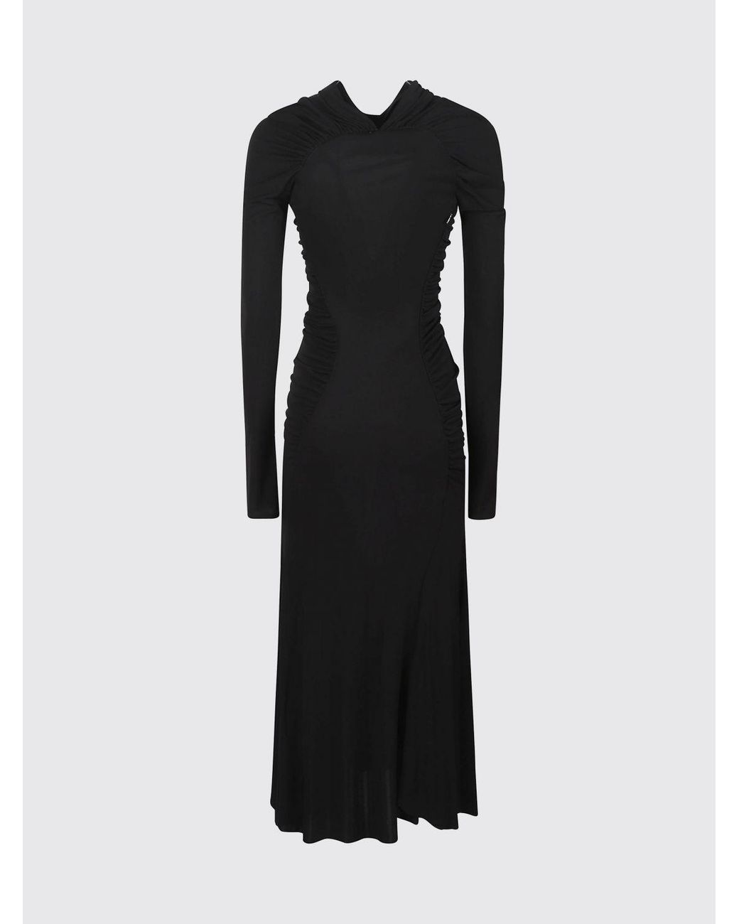 Victoria Beckham Blue Asymmetric Long-Sleeve Jersey Midi Dress