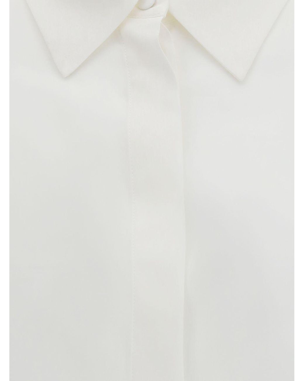 Lardini White Classic Pure Silk Shirt With French Collar And Concealed Placket
