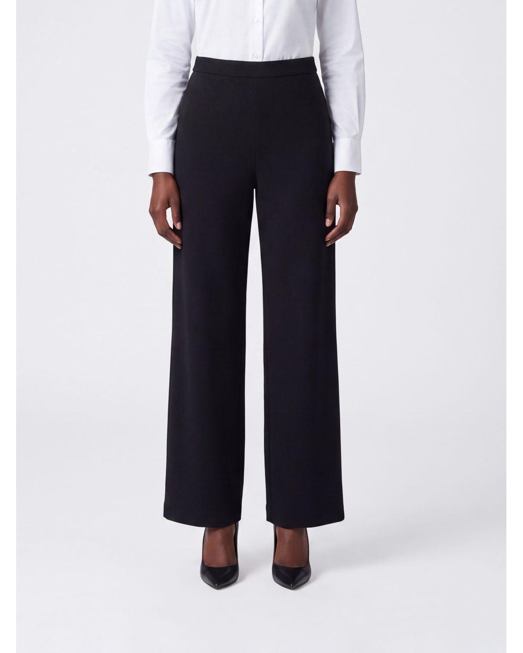Max Mara Blue High-Waisted Wide-Leg Crêpe Palazzo Trousers