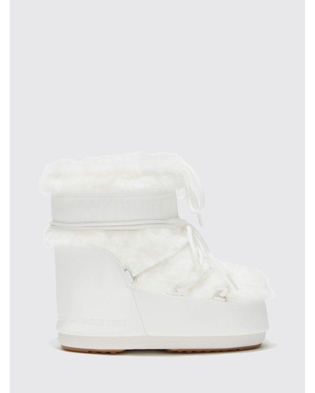 Moon Boot White Icon Low Faux Fur Lace-Up Snow Boots