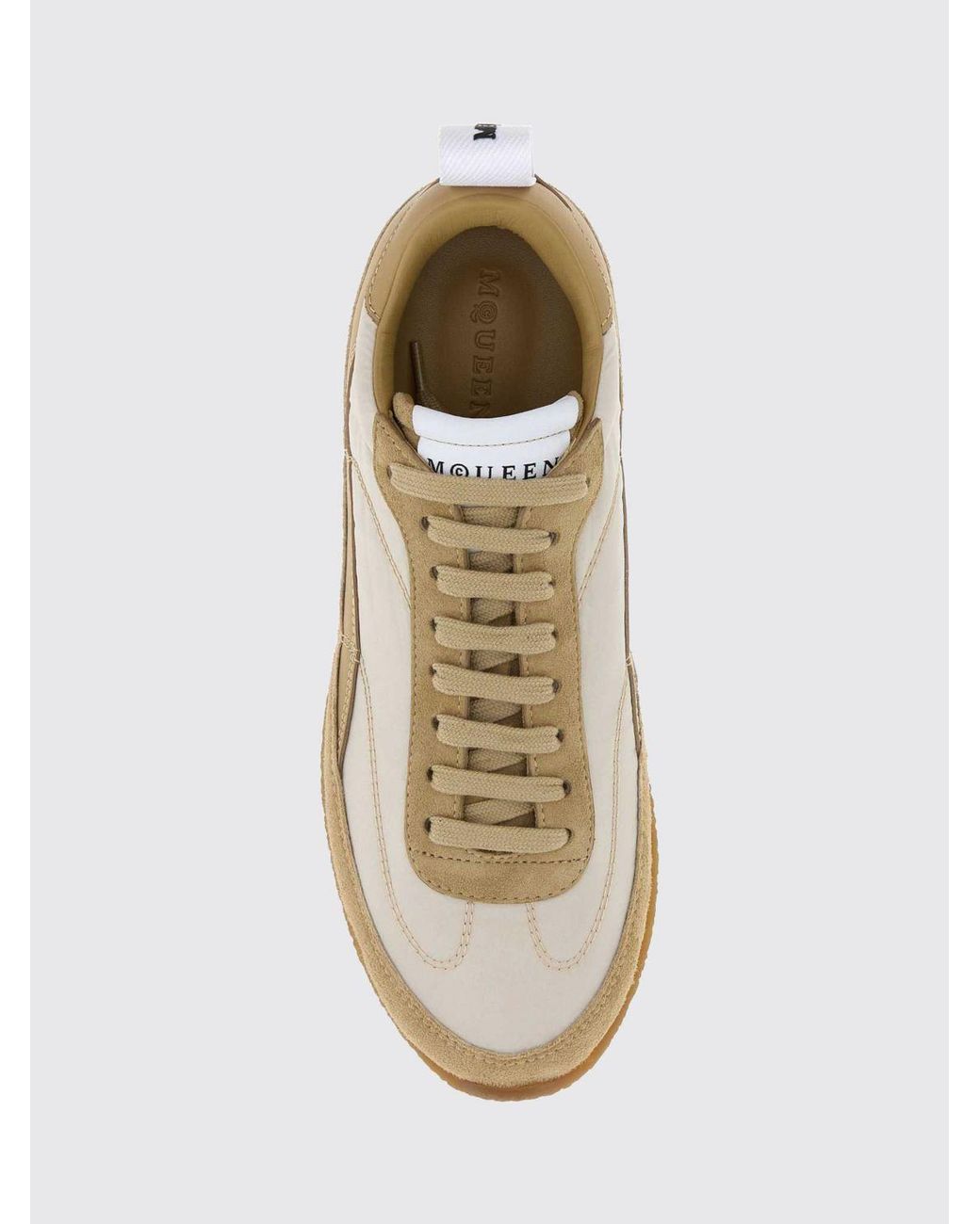 McQueen Natural Alexander Ec1 Nylon And Suede Sneakers With Rubber Sole