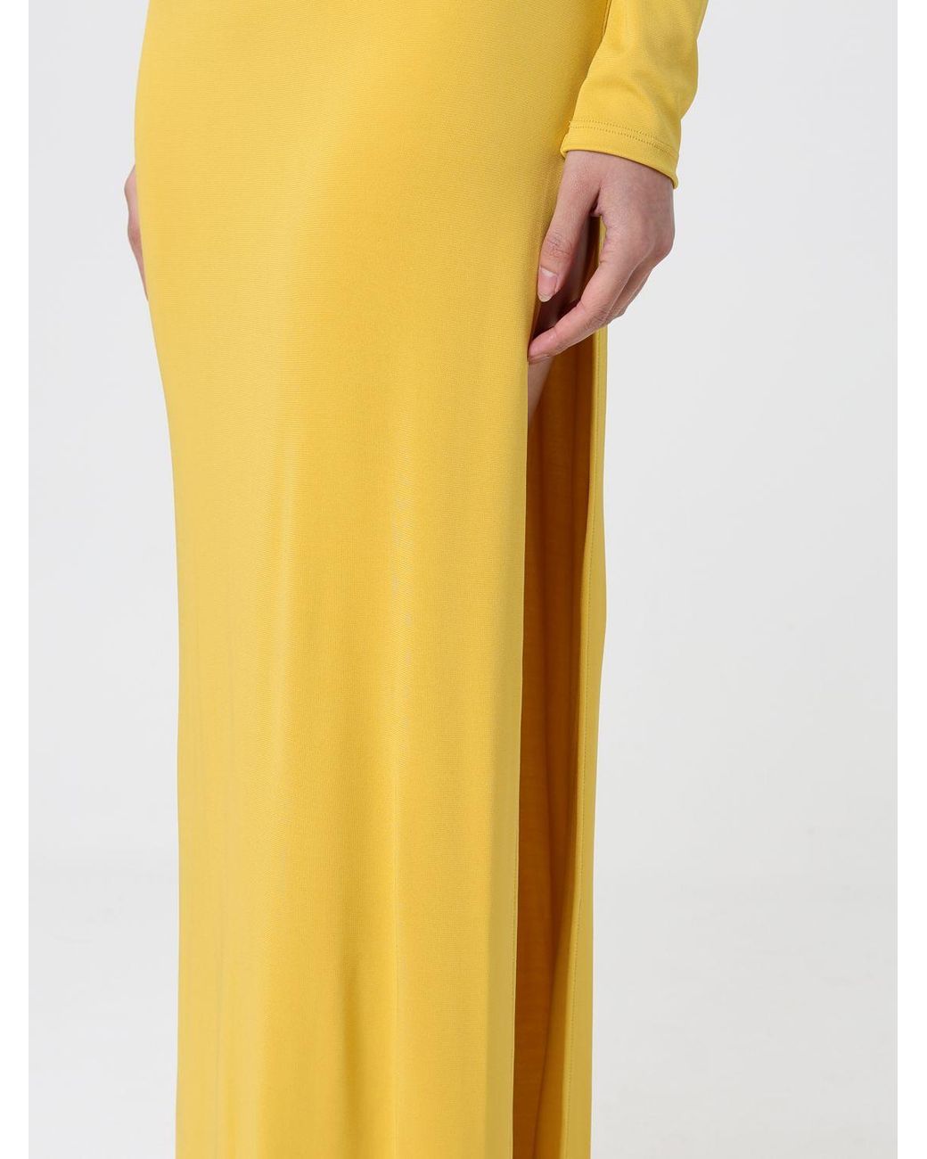 Elisabetta Franchi Yellow Crêpe Jersey Dress With Jewel Detail