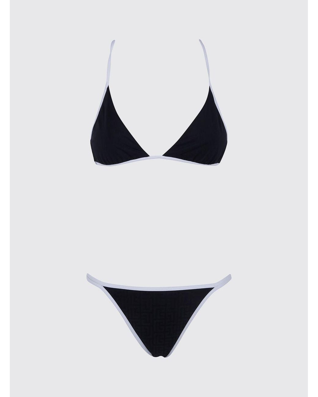 Balmain Black Contrast Trim Polyamide Triangle Bikini