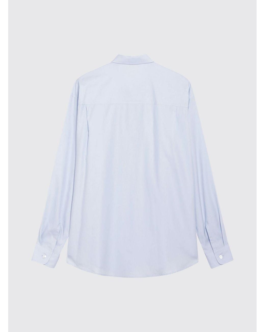 Auralee White Long-Sleeved Cotton Poplin Shirt With Curved Hem