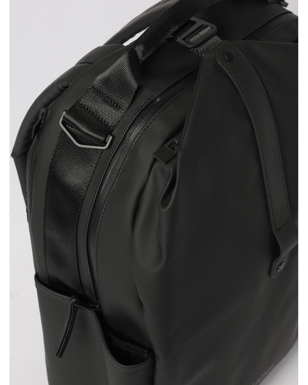 Rains Black Clip Front Backpack for men