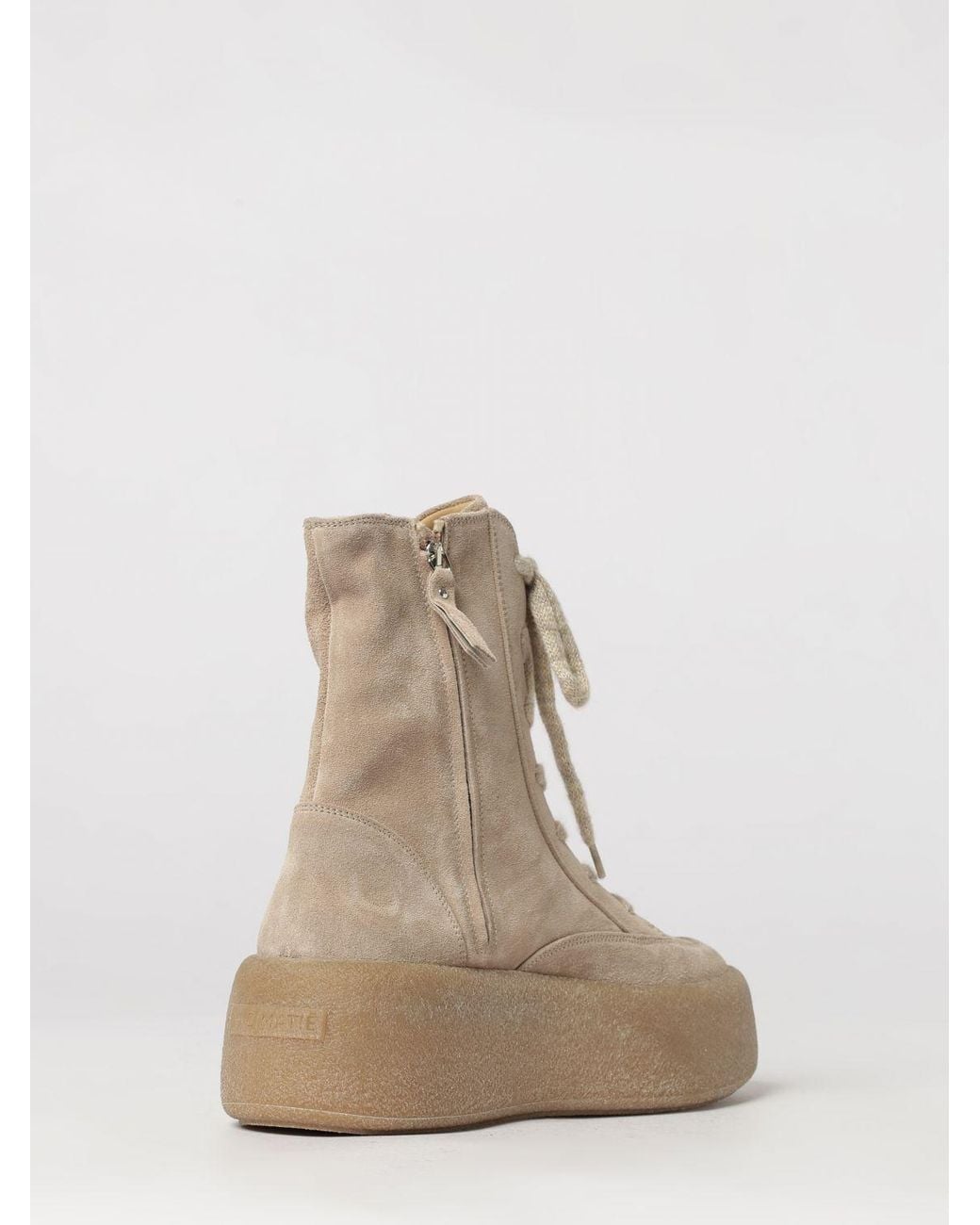 Vic Matié Natural Vic MatiÉ Suede Combat Boots With A Platform Sole And Side Zip