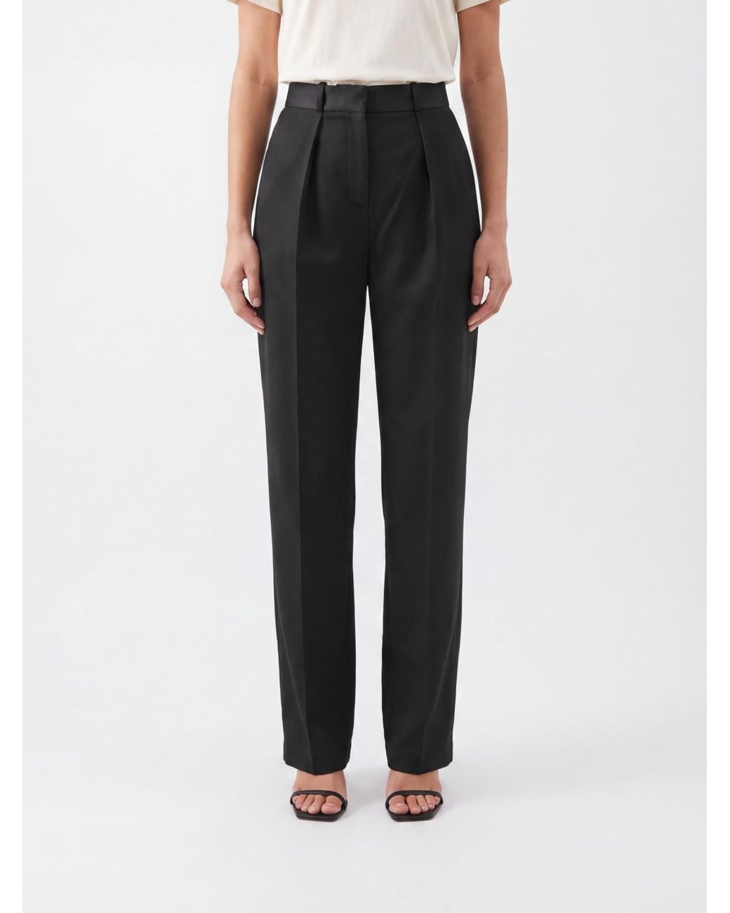 Elisabetta Franchi Black High-Waisted Straight-Leg Sartorial Crêpe Trousers
