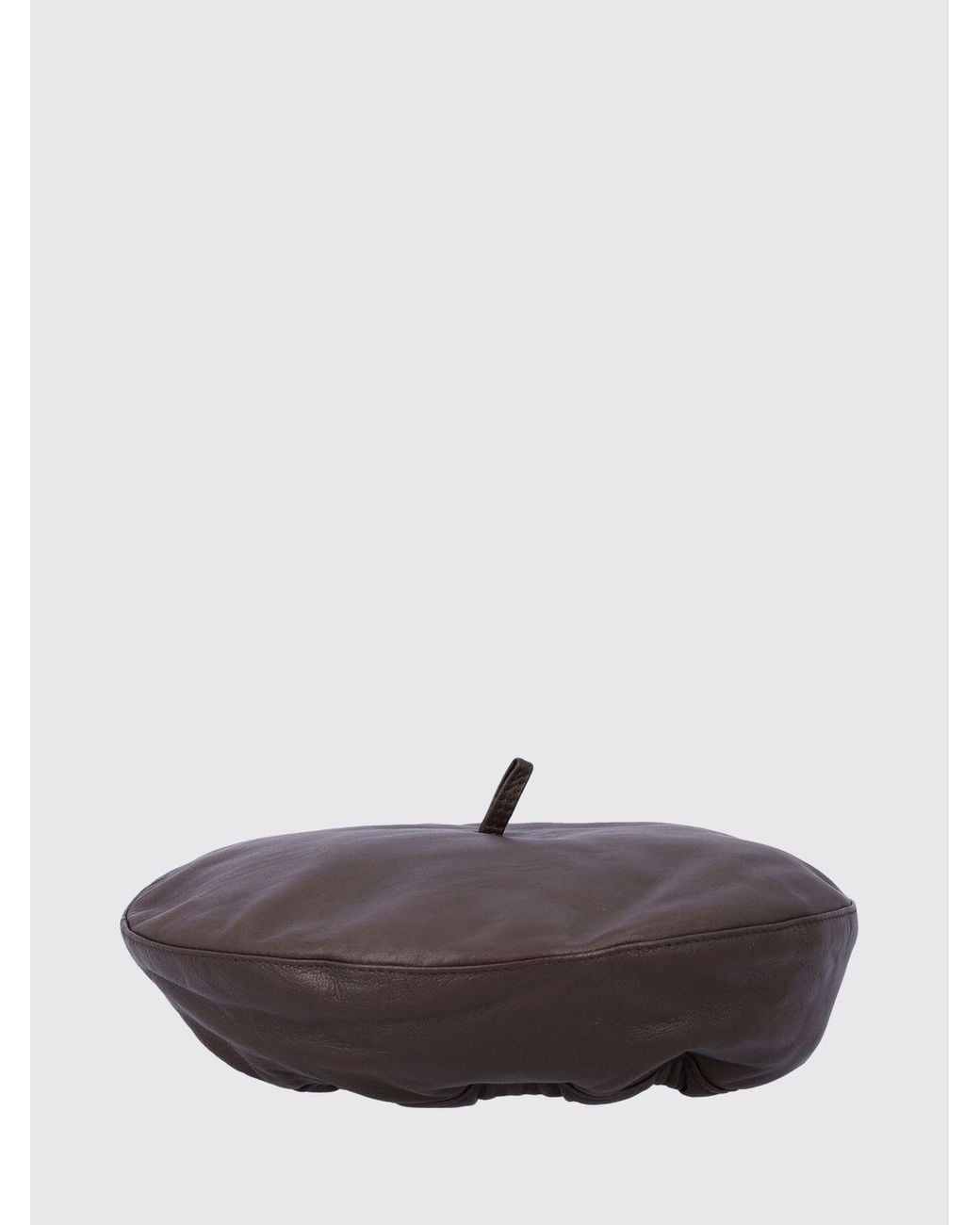 THE GARMENT Brown Classic Leather Beret With A Straight Hem