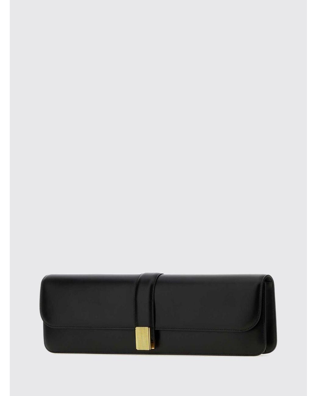 Khaite White Blake Smooth Leather Clutch With Magnetic Flap Closure
