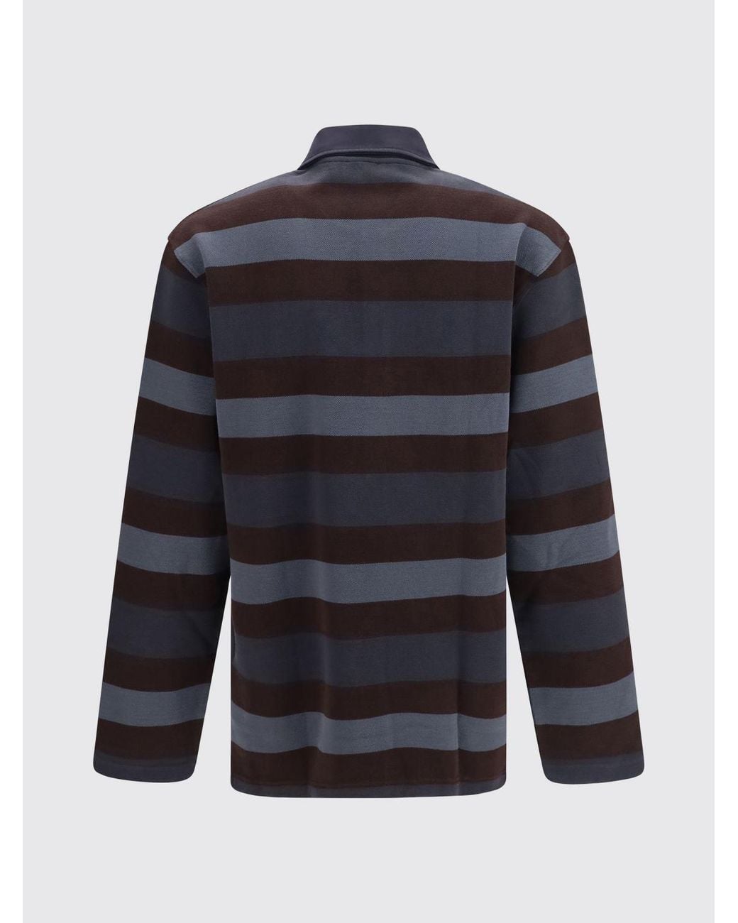 Off-White c/o Virgil Abloh Blue Striped Cotton Long-Sleeved Polo Shirt With Logo for men
