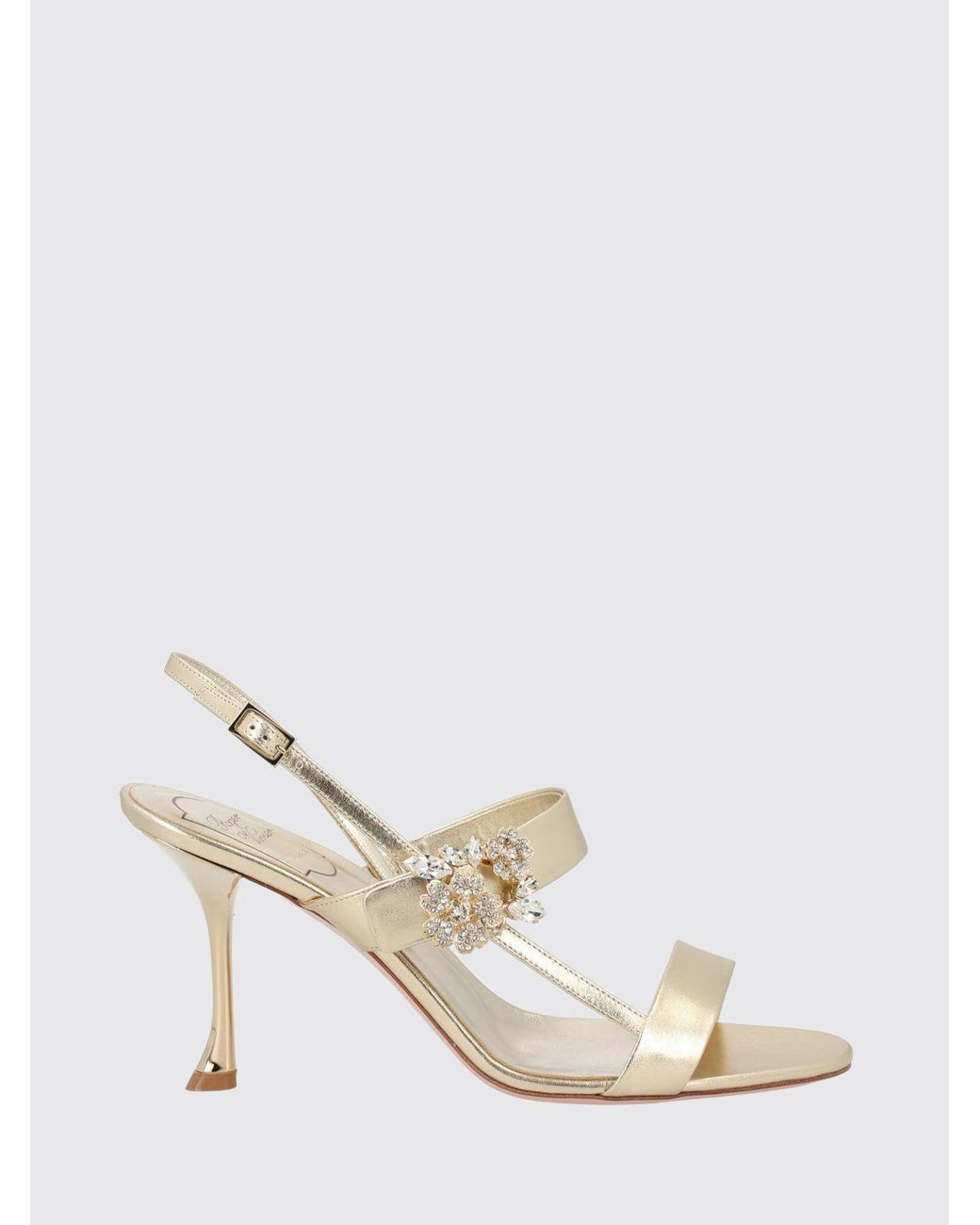 Roger Vivier White Efflorescence Laminated Nappa Slingback Sandals With Jewel Buckle