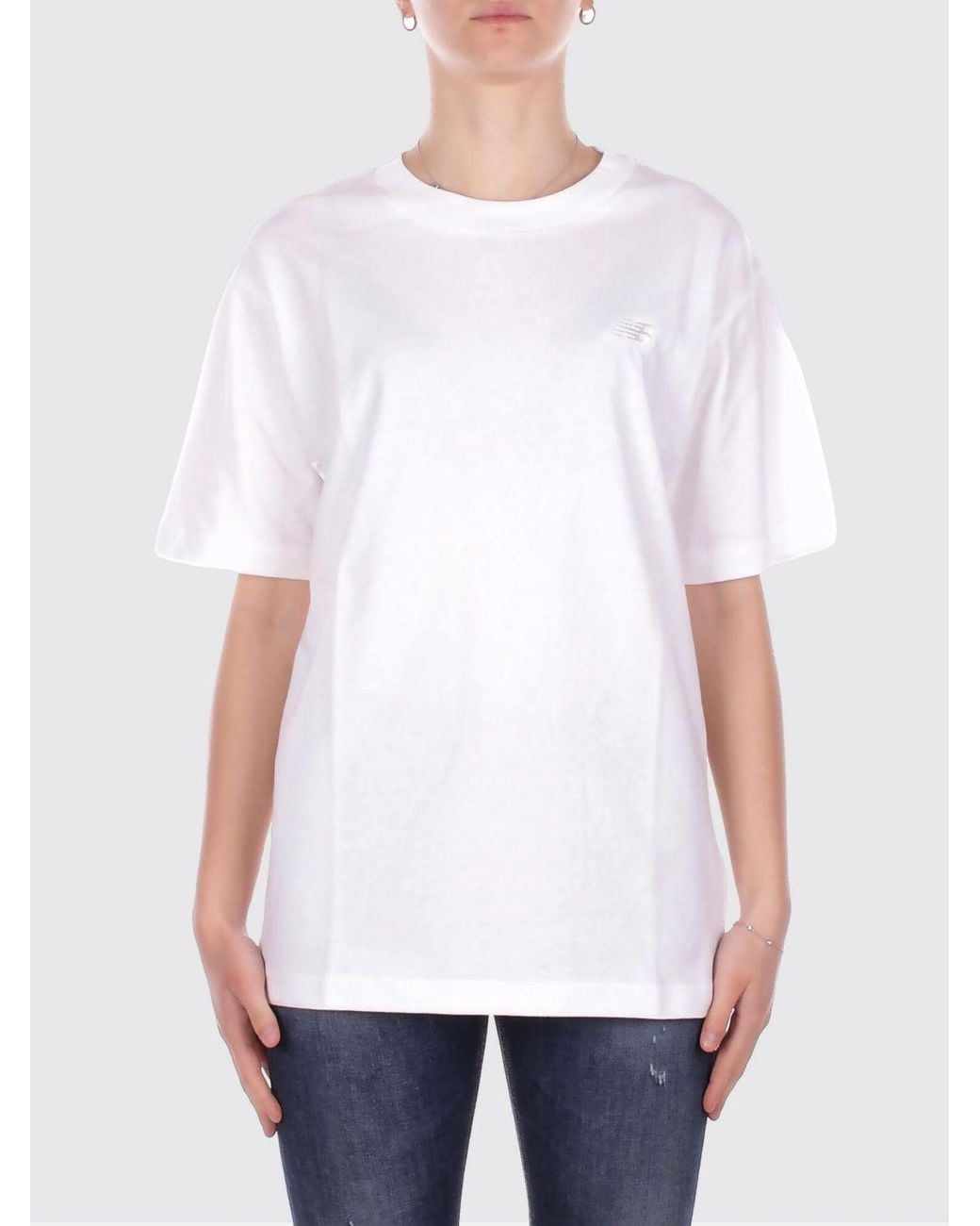 New Balance White Cotton T-Shirt for men