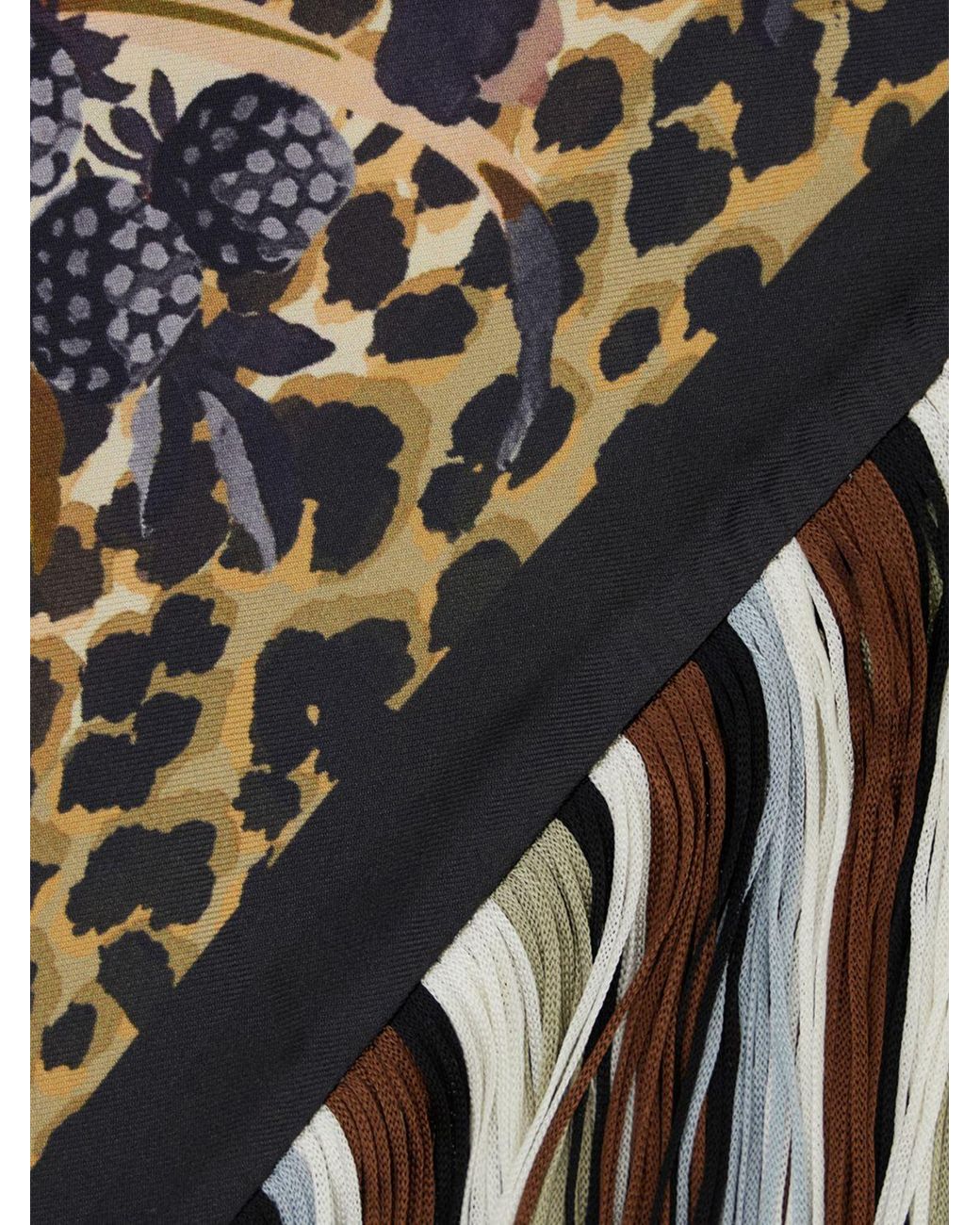 Etro White Paisley Print Pure Silk Scarf With Fringed Edges