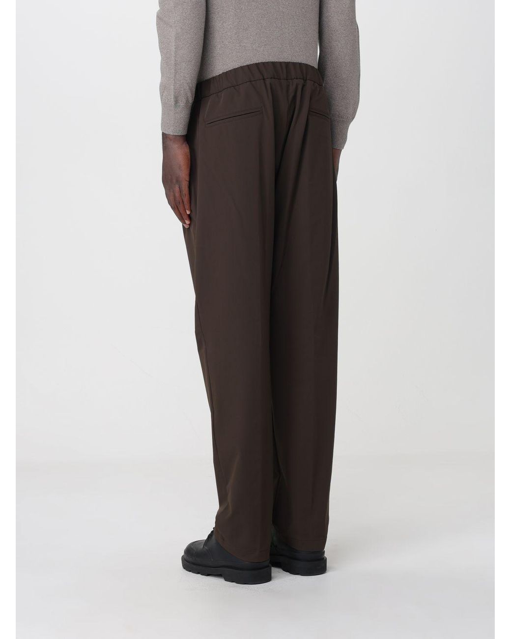Herno Brown Straight-Leg Technical Fabric Trousers With An Elasticated Drawstring Waist for men