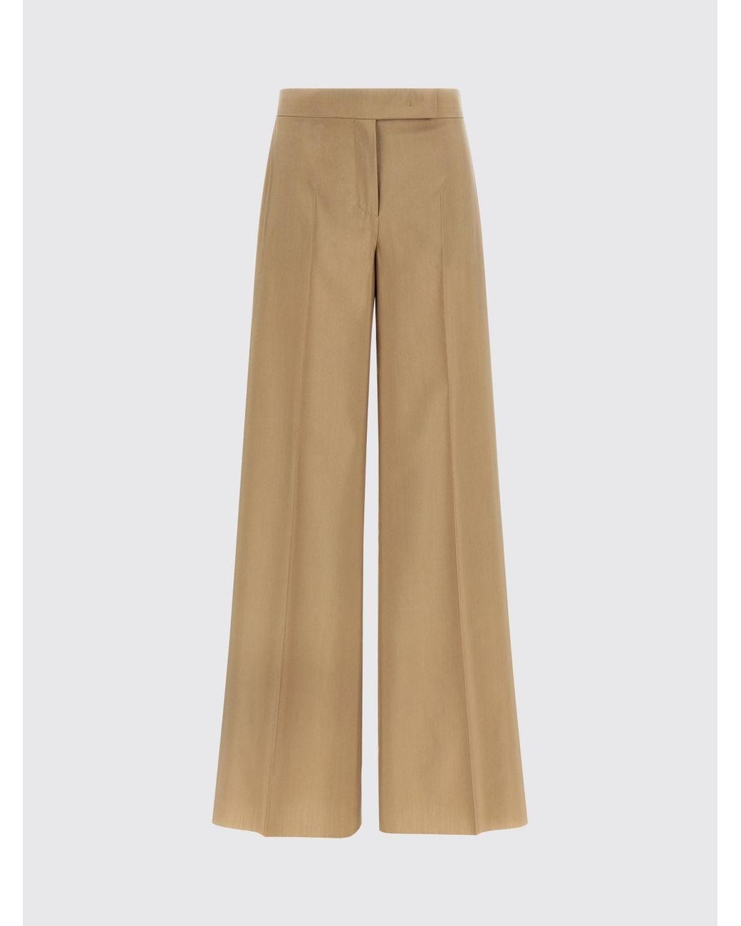 Max Mara Natural Wide-Leg Virgin Wool And Silk Trousers