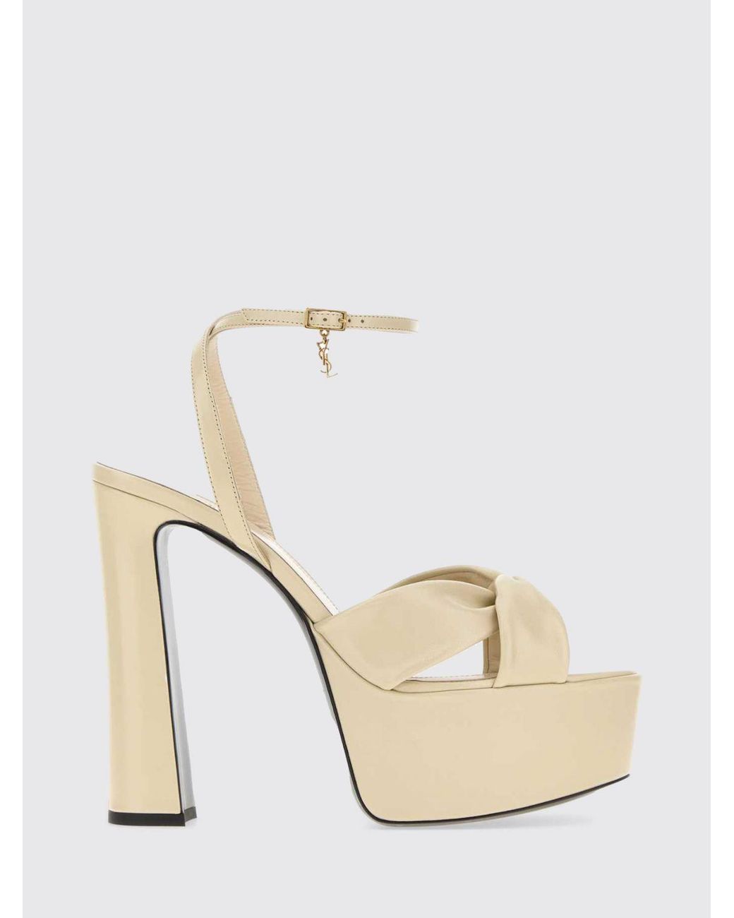 Saint Laurent Natural Franciane Leather Platform Sandals