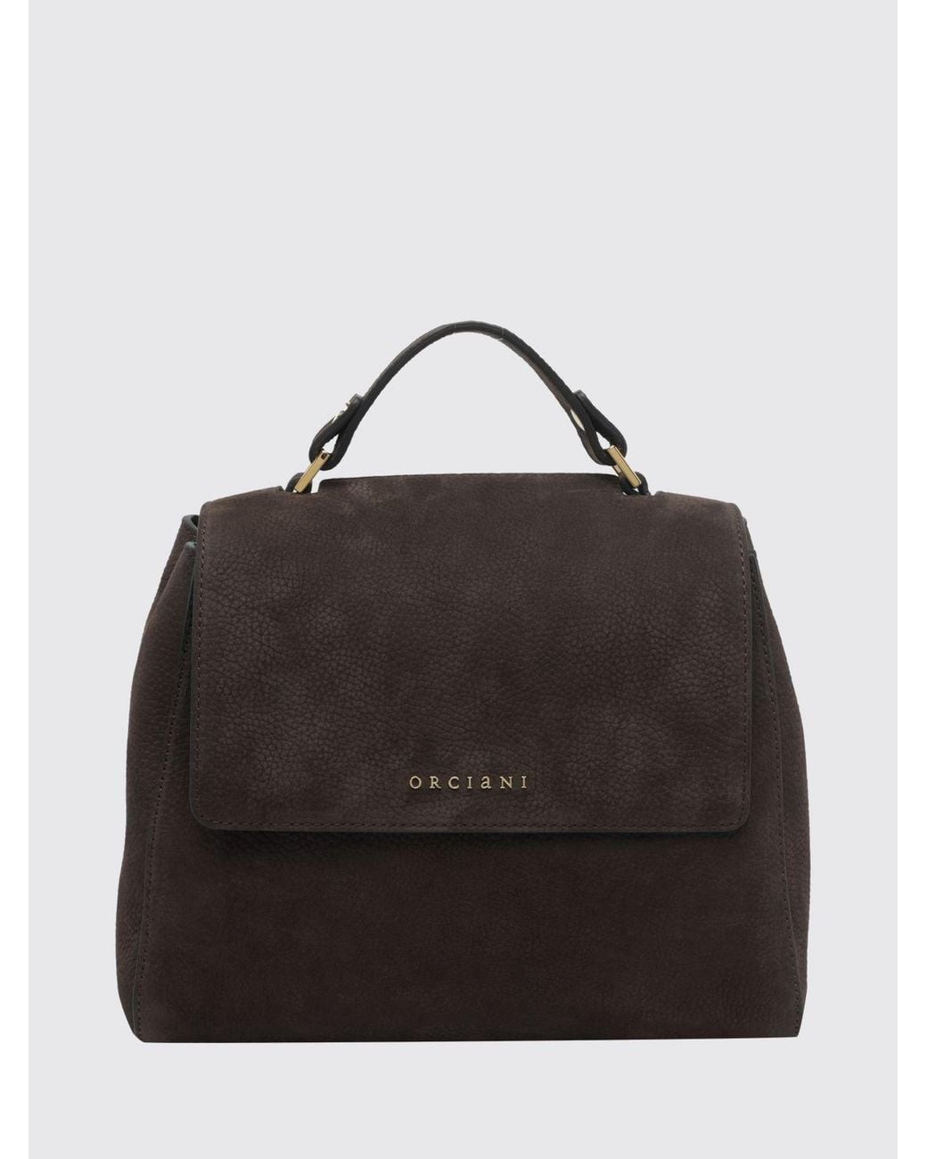 Orciani Black Sveva Hammered Leather Handbag With Removable Shoulder Strap