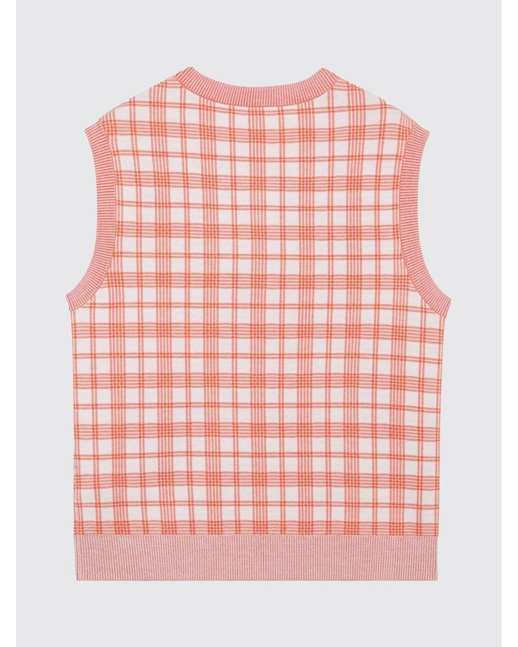 Loewe Red Tartan Wool Knit Vest With V-Neck for men