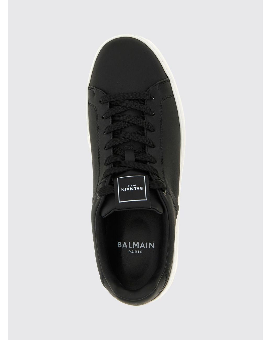 Balmain White B-Court Bicolour Smooth Calf Leather Trainers for men