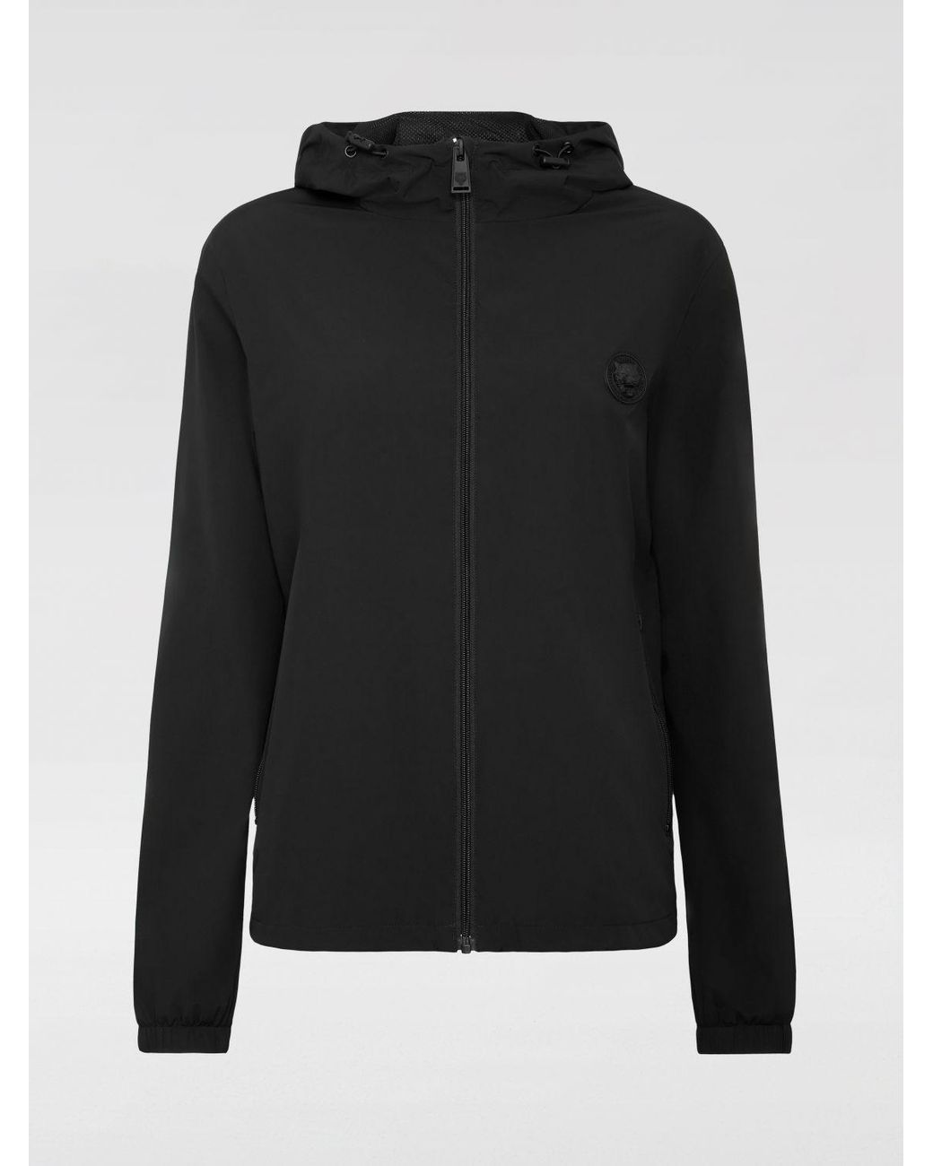 Philipp Plein Black Hooded Windbreaker Jacket