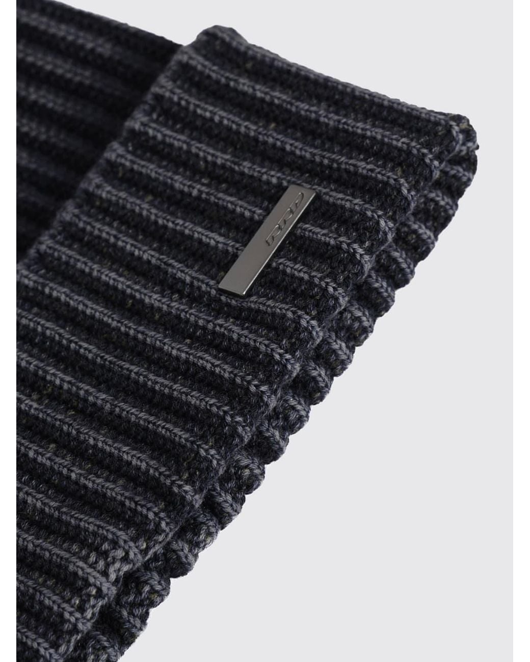 Rrd Blue Ribbed Cotton Beanie With Applied Logo for men