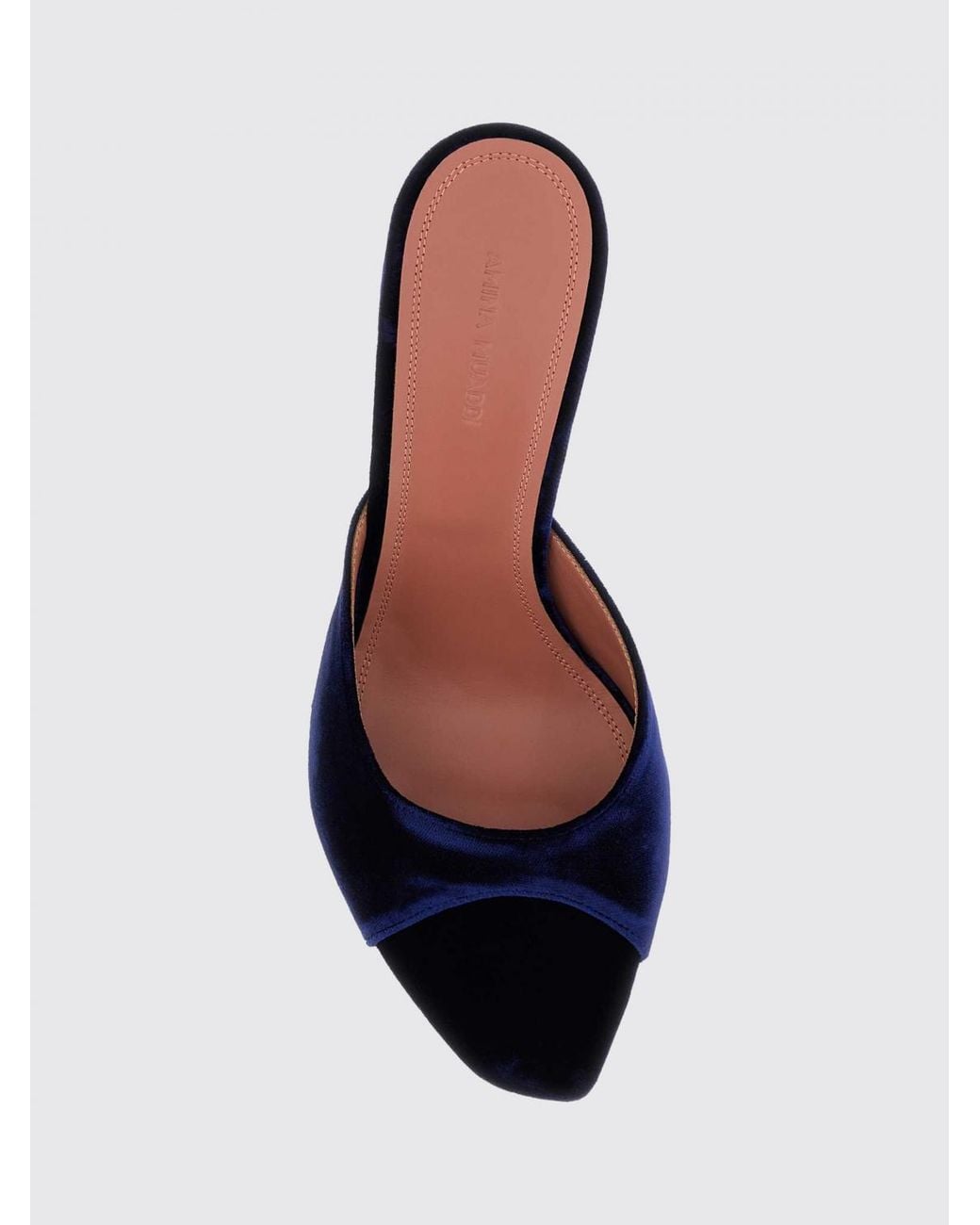 AMINA MUADDI Blue Alexa Satin Mules With Stiletto Heel