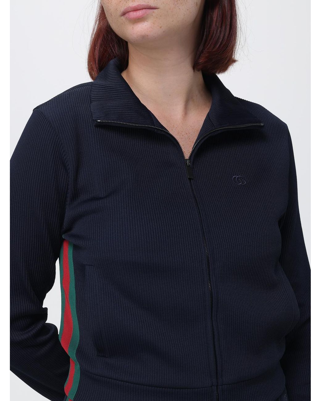Gucci Blue Web Stripe High Neck Slim Fit Technical Jersey Track Jacket