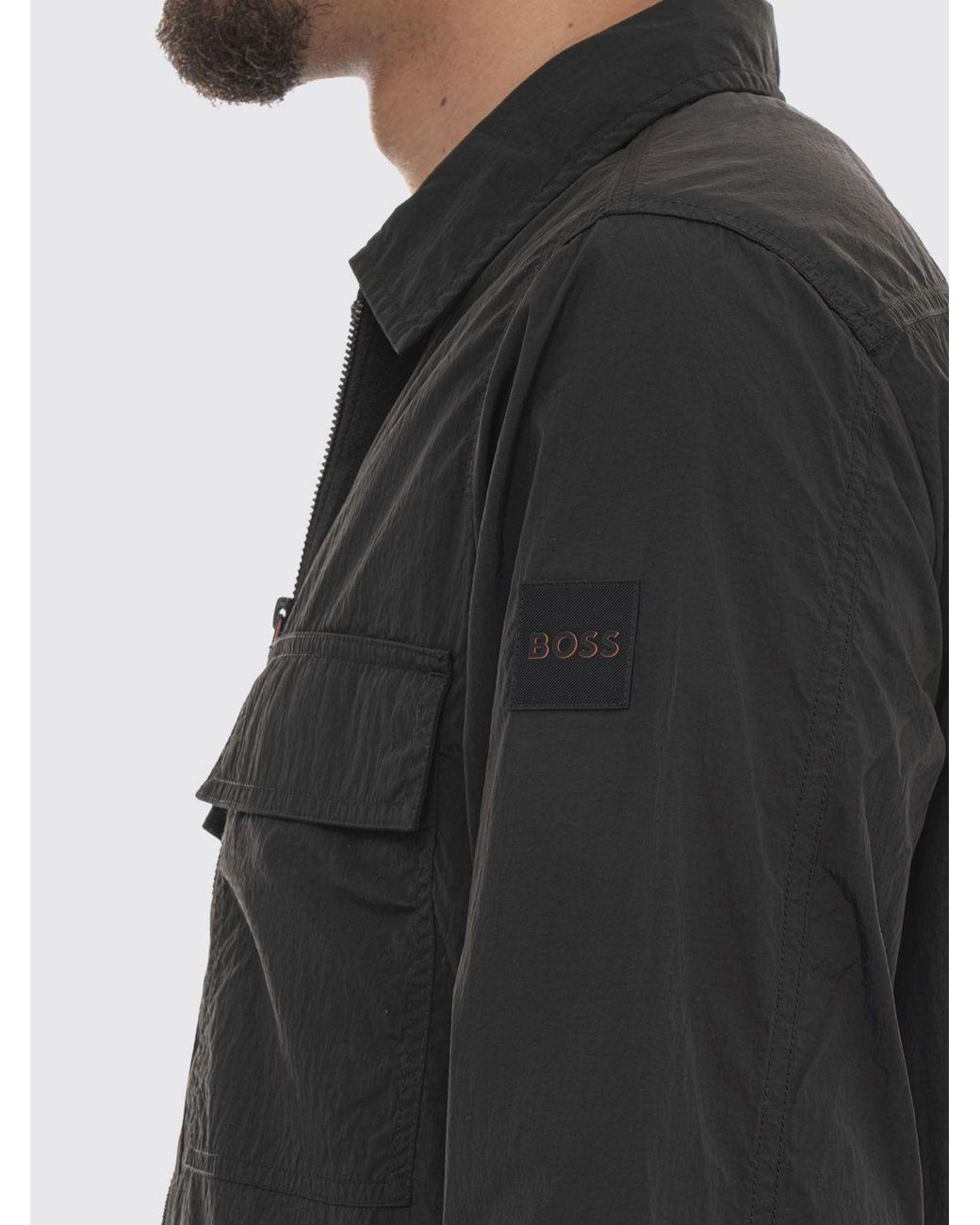 Boss Black Lotape Technical Fabric Shirt Jacket With Zip Closure for men