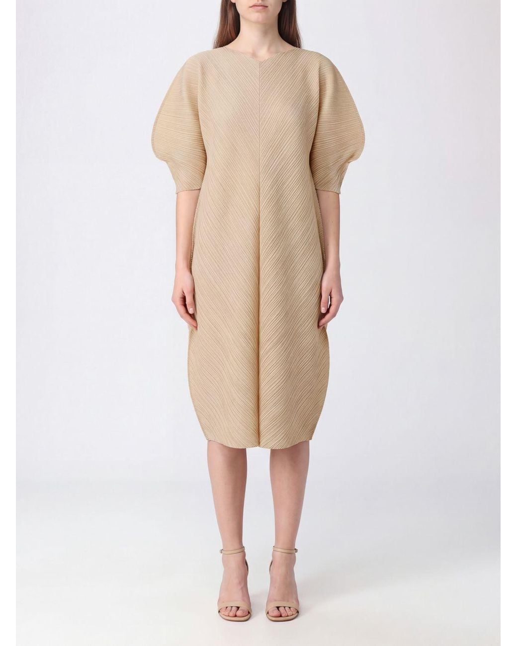 Pleats Please Issey Miyake Natural Dress