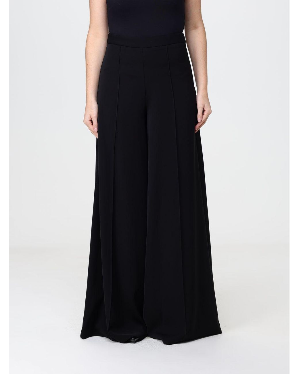 SIMONA CORSELLINI Black High-Waisted Crêpe Palazzo Trousers