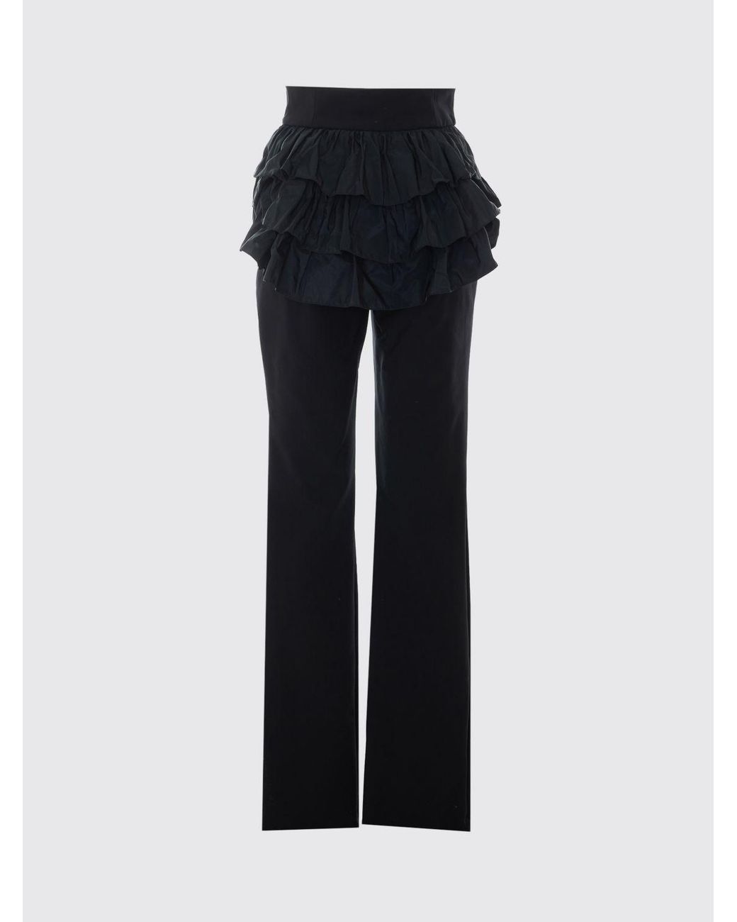 Elisabetta Franchi Black High-Waisted Crêpe Skinny Trousers With Ruffles