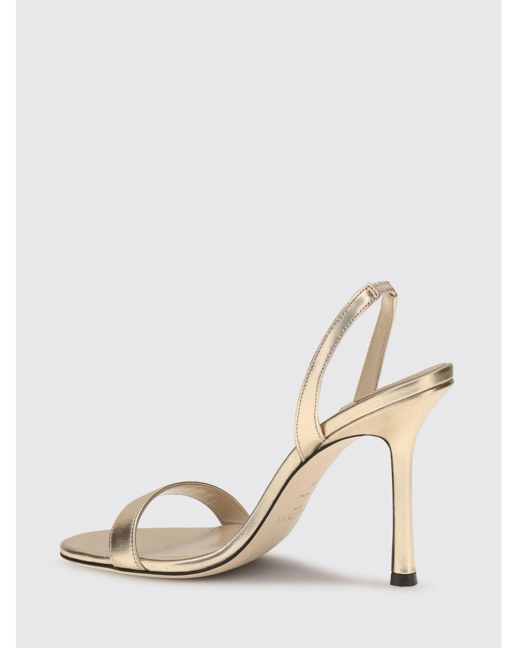 Jimmy Choo White Jenn Laminated Leather High Heel Slingback Sandals