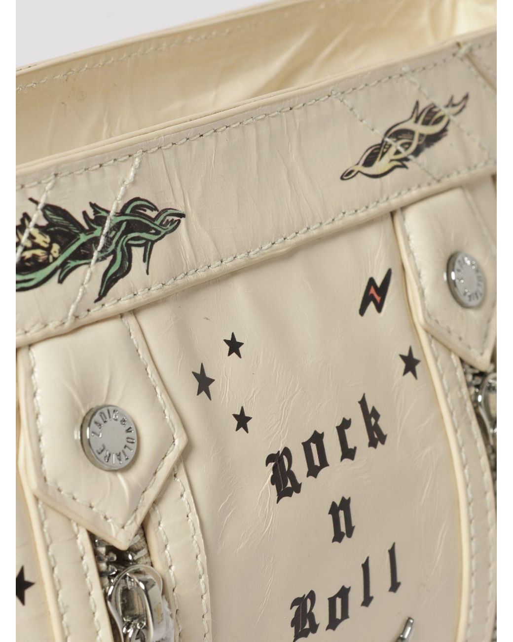 Zadig & Voltaire Natural Zadig &Amp Voltaire Sunny Mood Leather Shoulder Bag With Slogan Print