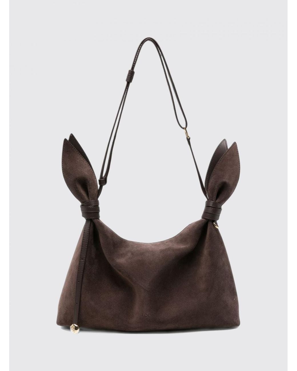 Loewe Brown Scarf Suede Calfskin Shoulder Bag With Decorative Knot