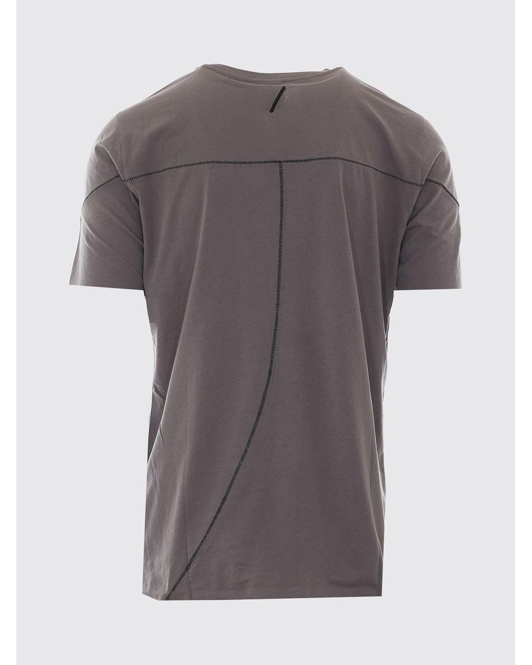 Thom Krom Gray Longline Cotton Crewneck T-Shirt With Contrast Logo for men