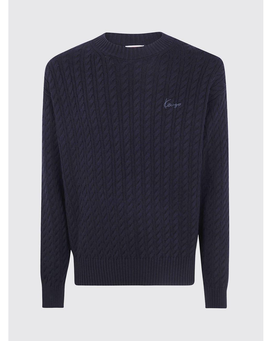 Pull Ras Du Cou En Mélange De Coton Et Laine Avec Logo Brodé KENZO pour homme en coloris Blue