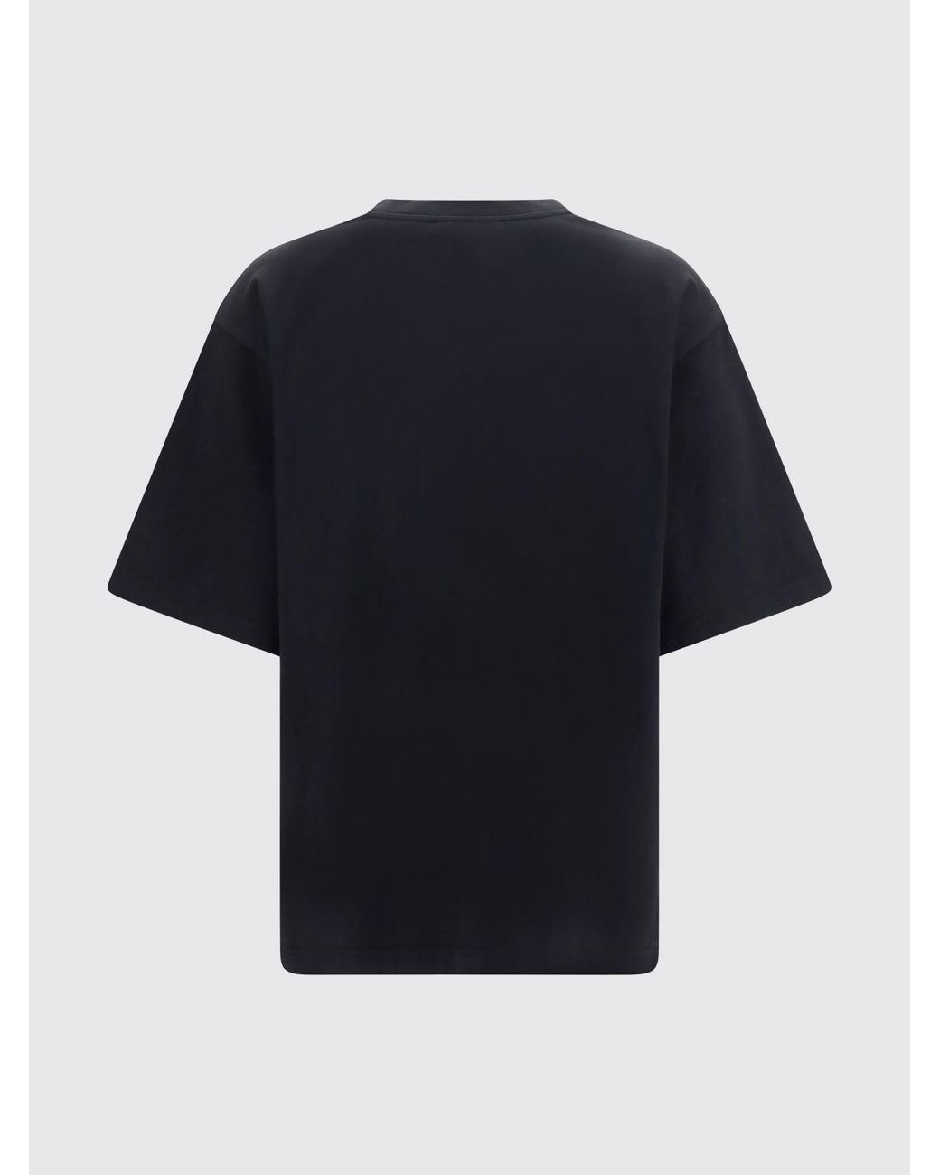 Dolce & Gabbana Black Dolce &Amp Gabbana Cotton Crewneck T-Shirt With Contrast Logo And Dropped Shoulders