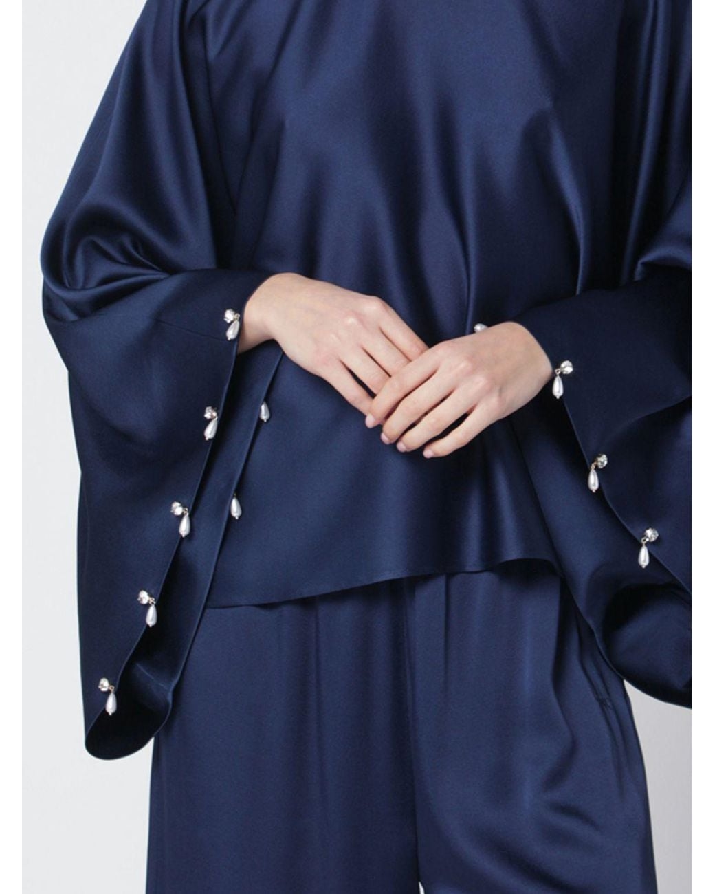 Blusa De Satén Con Aplicaciones Stella McCartney de color Blue