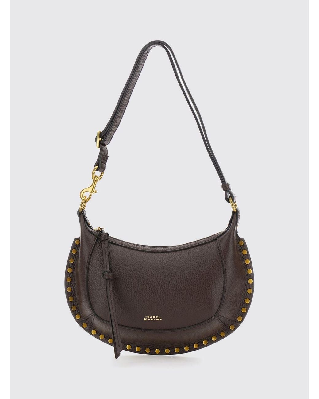 Isabel Marant Brown Oskan Moon Studded Leather Hobo Bag