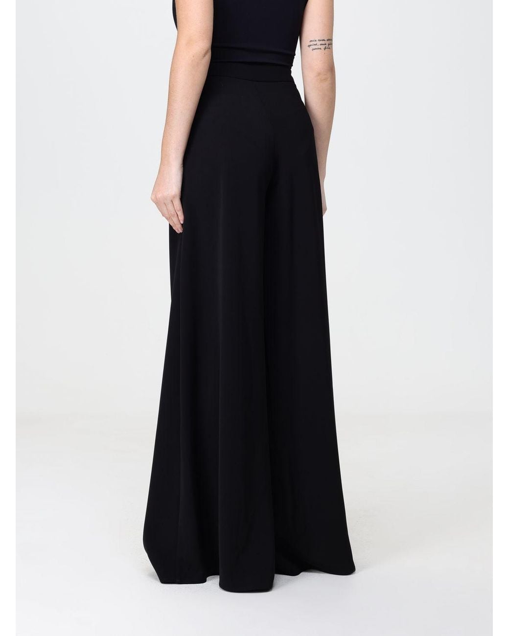 SIMONA CORSELLINI Black High-Waisted Crêpe Palazzo Trousers