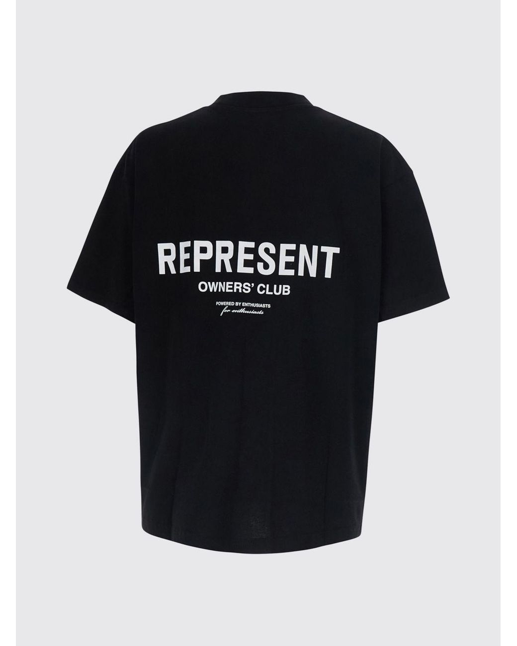 Represent Black Crew Neck Cotton T-Shirt With Contrast Logo for men
