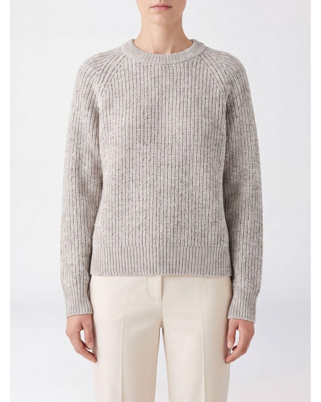 Aspesi Gray Long-Sleeved Pure Wool Crewneck Jumper